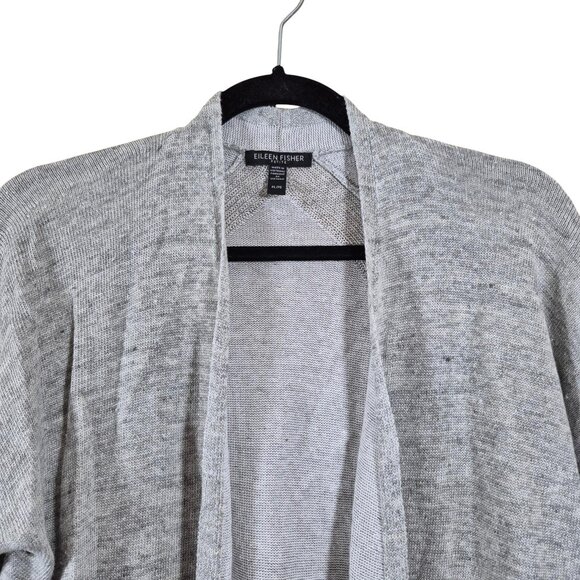 Eileen Fisher Womens Sweater Size L Petite Knit Linen Cardigan Open Long Sleeve - Picture 3 of 7